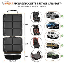 Charger l'image dans la galerie, XL Thickest EPE Cushion Car Seat Protector Mat 2 Pack Large Waterproof 600D Fabric Child Baby Seat Protector with Storage Pockets for SUV Sedan Truck Leather and Fabric Car Seat