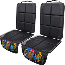 Charger l'image dans la galerie, XL Thickest EPE Cushion Car Seat Protector Mat 2 Pack Large Waterproof 600D Fabric Child Baby Seat Protector with Storage Pockets for SUV Sedan Truck Leather and Fabric Car Seat