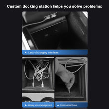 Cargar imagen en el visor de la galería, Aroham 27W Quick Charger Docking Station USB LED Shunt Hub Extension Center Console Smart Sensor For Tesla Model 3 Y 2021 2022 2023