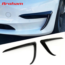 Cargar imagen en el visor de la galería, Front Bumper Cover Wind Knife ABS Glossy Black Fog Lamp Trim Carbon Look Blade Trim Light Eyebrow For Tesla Model 3 Y 2017-2022