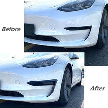 Cargar imagen en el visor de la galería, Front Bumper Cover Wind Knife ABS Glossy Black Fog Lamp Trim Carbon Look Blade Trim Light Eyebrow For Tesla Model 3 Y 2017-2022