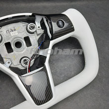 Charger l'image dans la galerie, For Tesla Yoke Steering Wheel White Leather and Special Design For Model 3 Model Y 2017-2023
