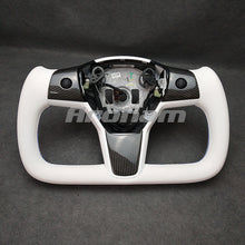 Charger l'image dans la galerie, For Tesla Yoke Steering Wheel White Leather and Special Design For Model 3 Model Y 2017-2023