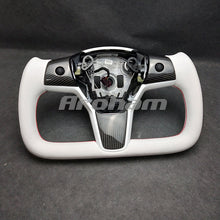Charger l'image dans la galerie, For Tesla Yoke Steering Wheel White Leather and Special Design For Model 3 Model Y 2017-2023