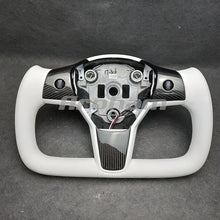 Charger l'image dans la galerie, For Tesla Yoke Steering Wheel White Leather and Special Design For Model 3 Model Y 2017-2023