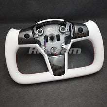 Charger l'image dans la galerie, For Tesla Yoke Steering Wheel White Leather and Special Design For Model 3 Model Y 2017-2023