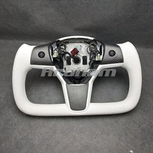 Charger l'image dans la galerie, For Tesla Yoke Steering Wheel White Leather and Special Design For Model 3 Model Y 2017-2023