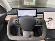 Charger l'image dans la galerie, Yoke Steering Wheel For Tesla Model 3 Model Y No Heating Matta/Gloss Carbon Fiber Alcantara or Full Leather
