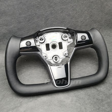 Charger l'image dans la galerie, Yoke Steering Wheel For Tesla Model 3 Model Y No Heating Matta/Gloss Carbon Fiber Alcantara or Full Leather