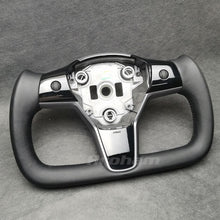 Charger l'image dans la galerie, Yoke Steering Wheel For Tesla Model 3 Model Y No Heating Matta/Gloss Carbon Fiber Alcantara or Full Leather