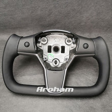 Charger l'image dans la galerie, Yoke Steering Wheel For Tesla Model 3 Model Y No Heating Matta/Gloss Carbon Fiber Alcantara or Full Leather