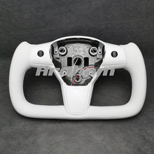 Charger l'image dans la galerie, Yoke Steering Wheel For Tesla Model 3 Model Y No Heating Matta/Gloss Carbon Fiber Alcantara or Full Leather