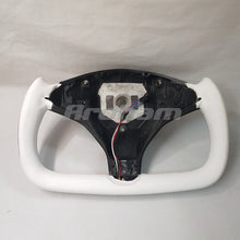 Load image into Gallery viewer, Yoke Steering Wheel Special Design With White Leather and Carbon Fiber Customized For Tesla Model S Model X 2019 2020 2021 2022 2023
