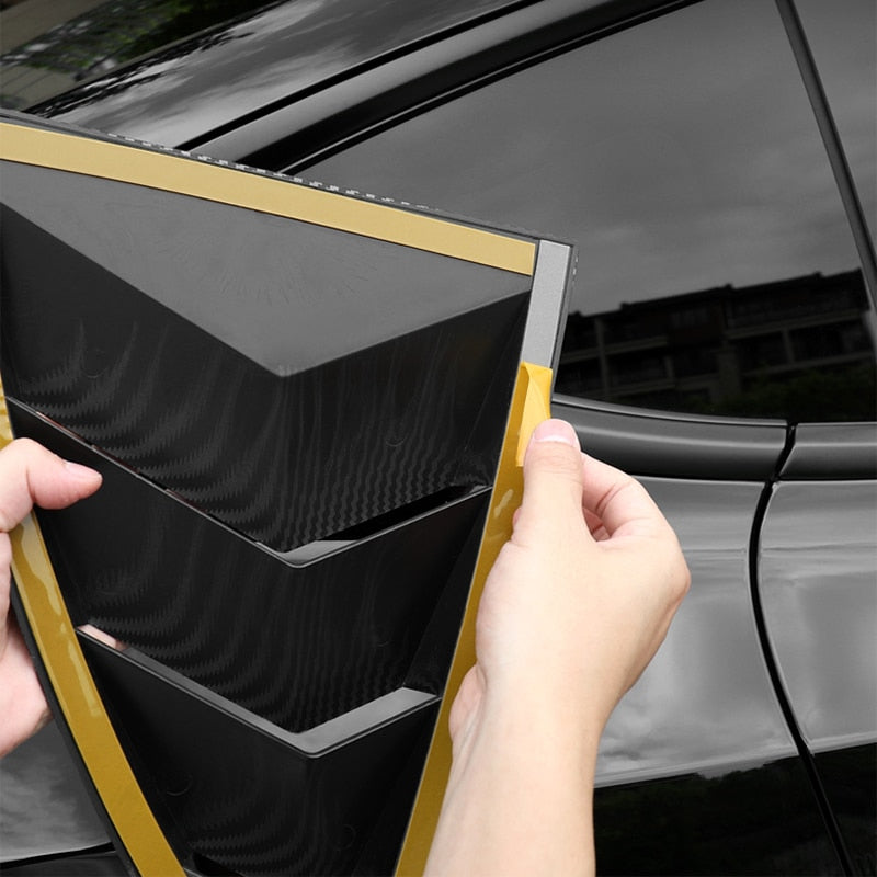 2PCS Car Rear Window Triangle Sticker Exterior Carbon Fiber Sticker S ...