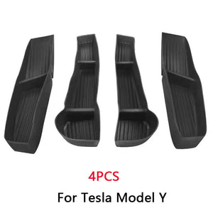 4 PCS Door Side Storage Box Front Back Door Handle Armrest Tray Organizer For Tesla Model 3 Model Y 2016-2021 Car Accessories