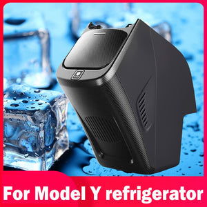 Carbon Fiber Car refrigerator For Tesla Model Y 2020 2021 2022 2023 2.5L Capacity 12V Plug and Play Replace Heating and Cooling