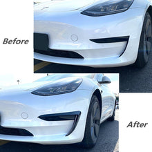 Load image into Gallery viewer, Front Bumper Cover Wind Knife ABS Glossy Black Fog Lamp Trim Carbon Look Blade Trim Light Eyebrow For Tesla Model 3 Y 2017-2022
