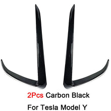 Carica l&#39;immagine nel visualizzatore di Gallery, Front Bumper Cover Wind Knife ABS Glossy Black Fog Lamp Trim Carbon Look Blade Trim Light Eyebrow For Tesla Model 3 Y 2017-2022
