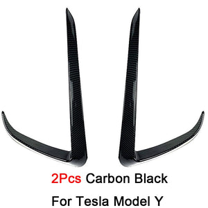 Front Bumper Cover Wind Knife ABS Glossy Black Fog Lamp Trim Carbon Look Blade Trim Light Eyebrow For Tesla Model 3 Y 2017-2022