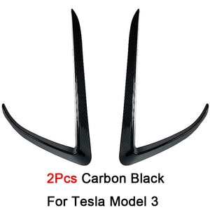 Front Bumper Cover Wind Knife ABS Glossy Black Fog Lamp Trim Carbon Look Blade Trim Light Eyebrow For Tesla Model 3 Y 2017-2022