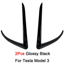 Load image into Gallery viewer, Front Bumper Cover Wind Knife ABS Glossy Black Fog Lamp Trim Carbon Look Blade Trim Light Eyebrow For Tesla Model 3 Y 2017-2022
