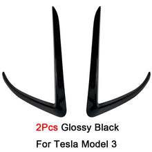 Carica l&#39;immagine nel visualizzatore di Gallery, Front Bumper Cover Wind Knife ABS Glossy Black Fog Lamp Trim Carbon Look Blade Trim Light Eyebrow For Tesla Model 3 Y 2017-2022
