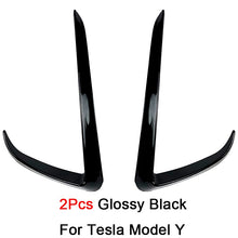 Carica l&#39;immagine nel visualizzatore di Gallery, Front Bumper Cover Wind Knife ABS Glossy Black Fog Lamp Trim Carbon Look Blade Trim Light Eyebrow For Tesla Model 3 Y 2017-2022
