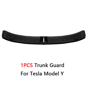 Trunk Plate Cover Leather Style Rubber Protector For Tesla Model Y Threshold Bumper Guards Anti-dirty Pad Prevent Scratching