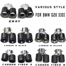 Cargar imagen en el visor de la galería, 1 Pair Car Exhaust Pipe Carbon Fiber Exhaust Tip For BMW G20 G21 M340i 2019 2020 Muffler Tip Tailpipe MPE Exhaust System
