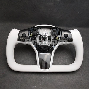 For Tesla Yoke Steering Wheel White Leather and Special Design For Model 3 Model Y 2017-2023