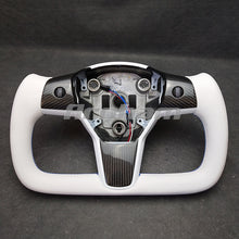 Carica l&#39;immagine nel visualizzatore di Gallery, For Tesla Yoke Steering Wheel White Leather and Special Design For Model 3 Model Y 2017-2023

