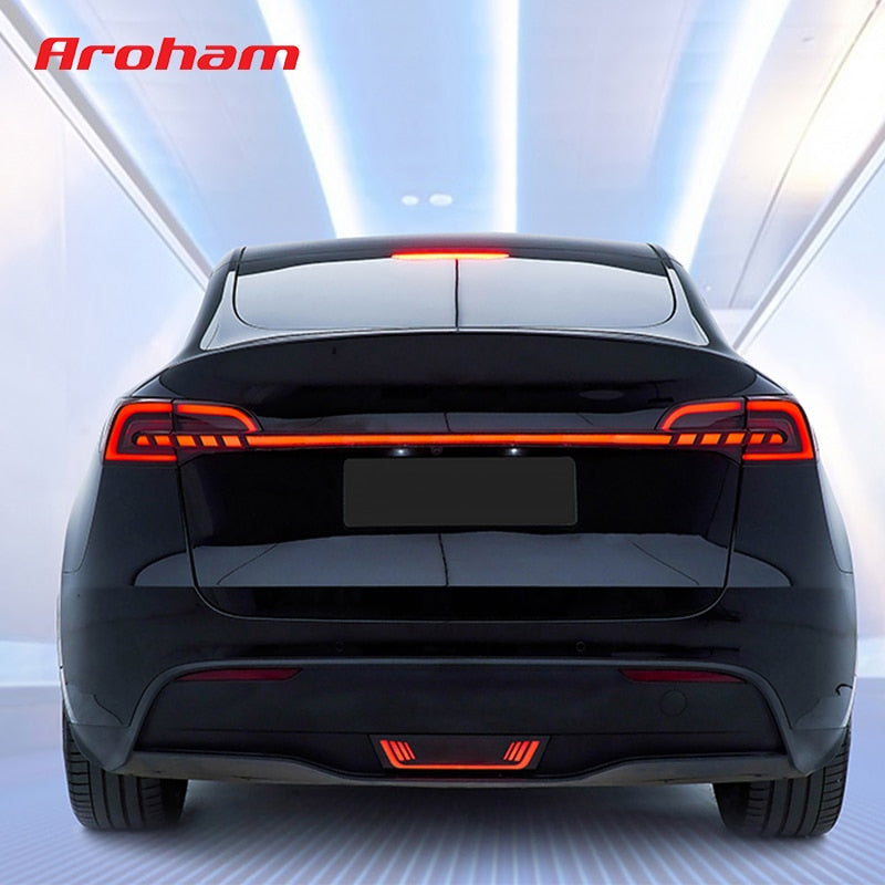 Aroham Rear Brake Lights Starlink Cross Taillight Safety Lamp Turn Signal For Tesla Model 3 Y 2019-2023 Exterior Accessories