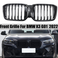 Carica l&#39;immagine nel visualizzatore di Gallery, Car Front Grills Kidney Grill Bumper Racing Grille Gloss Black Double Slat Single Line For BMW X3 X4 G01 G02 LCI 2022+
