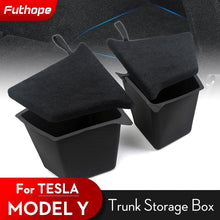 Charger l&#39;image dans la galerie, Car Trunk Side Storage Box Under Seat Organizer Flocking Mat Partition Board Stowing Tidying For Tesla Model Y 2020-22
