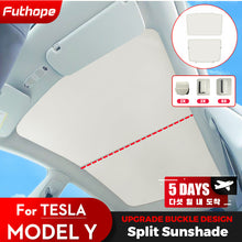Carica l&#39;immagine nel visualizzatore di Gallery, Aroham ModelY Split Upgrade Buckle Sun Shades Glass Roof Sunshade For Tesla Model Y 2022 2023Front Rear Sunroof Windshield Skylight
