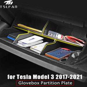 Glove Box Organizer Partition Plate for Tesla Model 3 2017-2021 2022 2023 Center Console Storage Glovebox Container Shelf