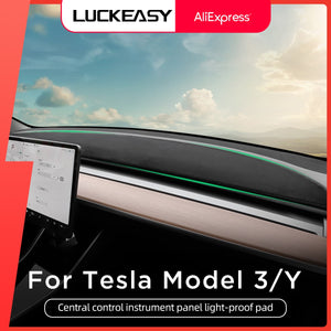 LUCKEASY For Tesla Model 3 2017-2023 Car Dashboard Decorative Cushion Model3 Center Console Light-Proof Pad Model Y Non-Slip Mat