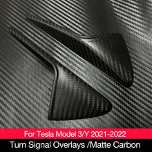 Carica l&#39;immagine nel visualizzatore di Gallery, Real Carbon Fiber For Tesla Model 3 2021-2023 Model Y Car Side Marker Turn Signal Cover Side Camera Fender Overlay

