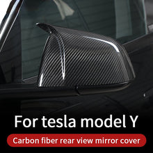 Cargar imagen en el visor de la galería, Trim For Tesla model Y  3 accessories/car model y model 3 carbon accessoires real carbon fiber Rear view mirror cover
