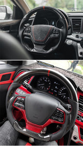 Carbon Fiber Steering Wheel For Hyundai Elantra ix35 Tucson Accent Sonata Solaris I30 Veloster Santa Fe Rohens Coupe IX25 Equus