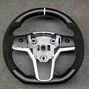 High Quality Matte Alcantara Carbon Fiber YOKE Steering Wheel For Tesla Model 3 Model Y 2017 2018 2019 2020 2021 Car Accessories