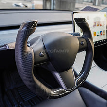 Cargar imagen en el visor de la galería, High Quality Matte Alcantara Carbon Fiber YOKE Steering Wheel For Tesla Model 3 Model Y 2017 2018 2019 2020 2021 Car Accessories
