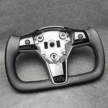 Load image into Gallery viewer, Yoke Steering Wheel For Tesla Model 3 Model Y No Heating Matta/Gloss Carbon Fiber Alcantara or Full Leather
