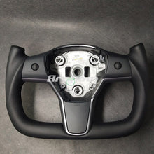 Load image into Gallery viewer, Yoke Steering Wheel No Heating Custom Carbon Fiber Or Full Leather For Tesla Model 3 Model Y 2017 2018 2019 2020 2021 2022 2023
