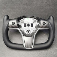 Carica l&#39;immagine nel visualizzatore di Gallery, Yoke Steering Wheel No Heating Custom Carbon Fiber Or Full Leather For Tesla Model 3 Model Y 2017 2018 2019 2020 2021 2022 2023
