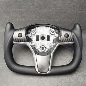 Yoke Steering Wheel No Heating Custom Carbon Fiber Or Full Leather For Tesla Model 3 Model Y 2017 2018 2019 2020 2021 2022 2023