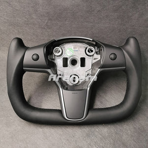 Aroham Yoke Steering Wheel Full Black Leather For Tesla Model 3 Model Y 2017 2018 2019 2020 2021 2022 2023