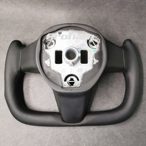 Aroham Yoke Steering Wheel Full Black Leather For Tesla Model 3 Model Y 2017 2018 2019 2020 2021 2022 2023