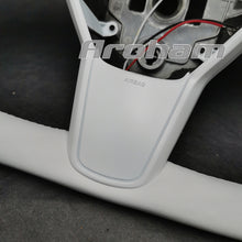 Charger l&#39;image dans la galerie, Yoke Steering Wheel White Leather And Special Design Customized For Tesla M3 My 2017 2018 2019 2020 2021 2022 2023 For Model 3 Model Y

