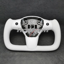 Cargar imagen en el visor de la galería, Yoke Steering Wheel White Leather And Special Design Customized For Tesla M3 My 2017 2018 2019 2020 2021 2022 2023 For Model 3 Model Y
